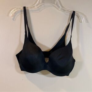 Victorias Secret Push Up Bra 36D Black Body By Victoria Lined Demi Lingerie EUC